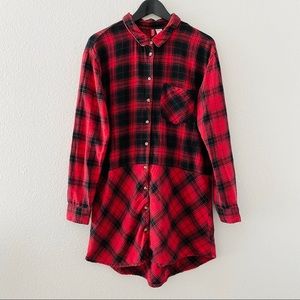 H&M Divided Plaid Tunic Dress Shirt